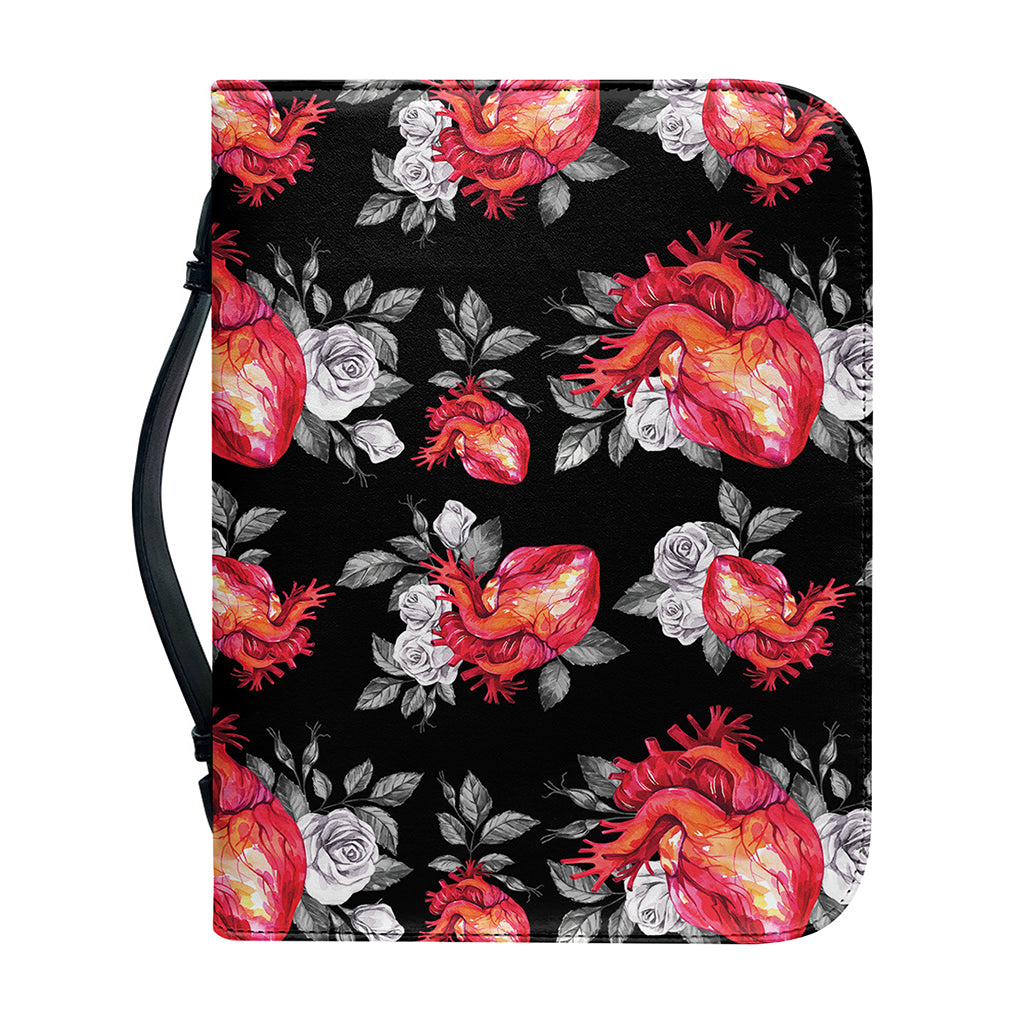 Rose And Heart Pattern Print Leather Bible Cover