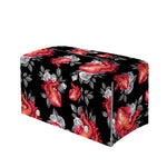Rose And Heart Pattern Print Leather Tissue Box Cover