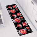 Rose And Heart Pattern Print Long Kitchen Mat
