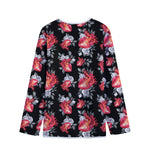 Rose And Heart Pattern Print Long Sleeve Short Coat