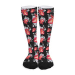 Rose And Heart Pattern Print Long Socks
