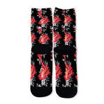 Rose And Heart Pattern Print Long Socks