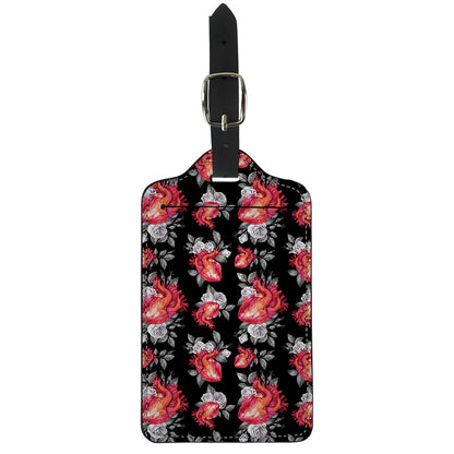 Rose And Heart Pattern Print Luggage Tag