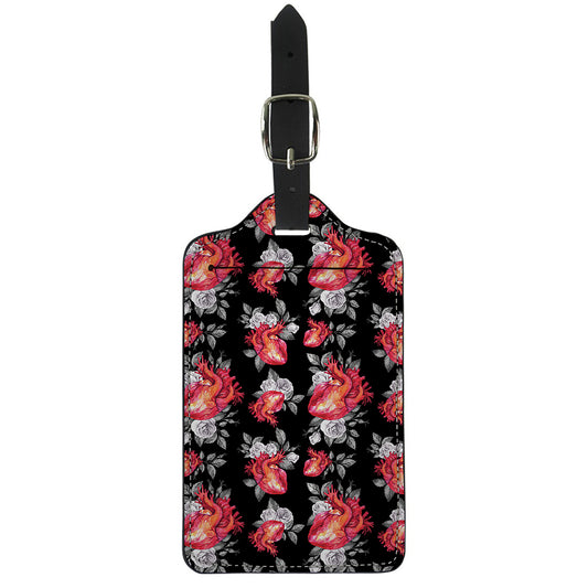 Rose And Heart Pattern Print Luggage Tag