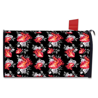 Rose And Heart Pattern Print Mailbox Cover