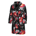 Rose And Heart Pattern Print Men's Bathrobe