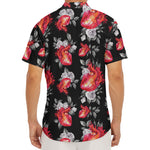 Rose And Heart Pattern Print Men's Deep V-Neck Shirt