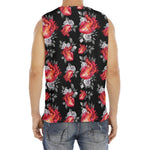 Rose And Heart Pattern Print Men's Fitness Tank Top