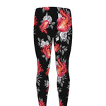Rose And Heart Pattern Print Men's leggings