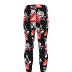 Rose And Heart Pattern Print Men's leggings