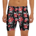 Rose And Heart Pattern Print Men's Long Boxer Briefs
