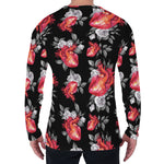 Rose And Heart Pattern Print Men's Long Sleeve T-Shirt