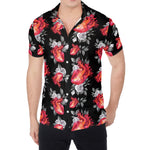 Rose And Heart Pattern Print Men's Shirt