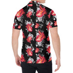Rose And Heart Pattern Print Men's Shirt