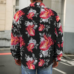 Rose And Heart Pattern Print Men's Shirt Jacket
