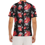 Rose And Heart Pattern Print Men's Short Sleeve Rash Guard