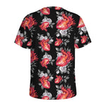 Rose And Heart Pattern Print Men's Sports T-Shirt