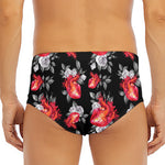 Rose And Heart Pattern Print Men's Triangle Swim Briefs