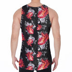 Rose And Heart Pattern Print Men's Velvet Tank Top