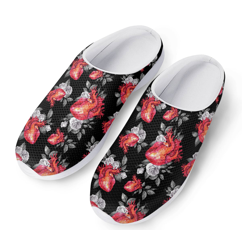 Rose And Heart Pattern Print Mesh Casual Shoes