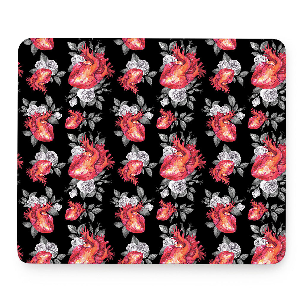 Rose And Heart Pattern Print Mouse Pad