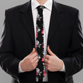 Rose And Heart Pattern Print Necktie
