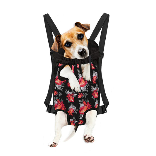 Rose And Heart Pattern Print Pet Carrier Backpack