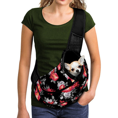 Rose And Heart Pattern Print Pet Sling Carrier