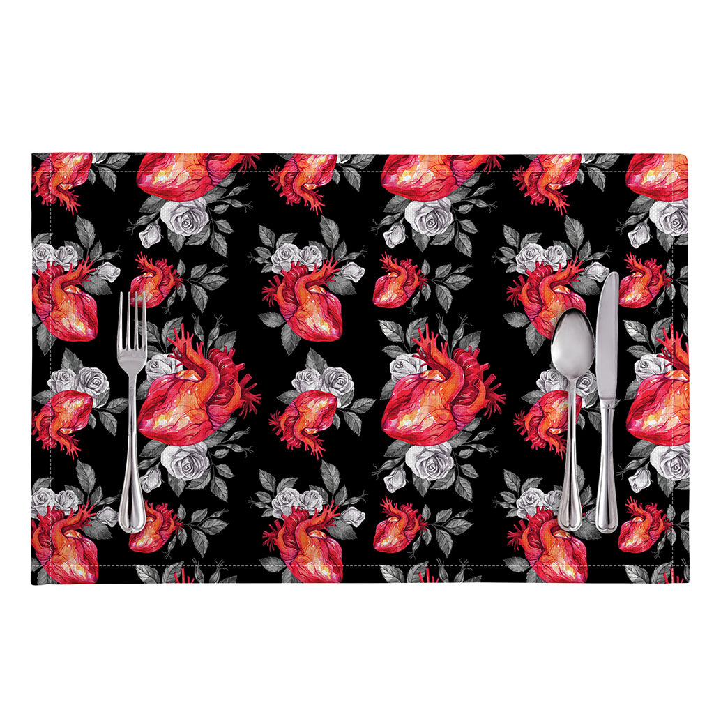 Rose And Heart Pattern Print Placemat
