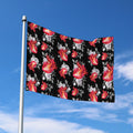 Rose And Heart Pattern Print Polyester Flag