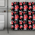 Rose And Heart Pattern Print Polyester Shower Curtain
