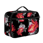 Rose And Heart Pattern Print Portable Lunch Bag