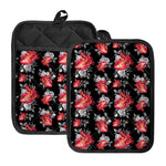 Rose And Heart Pattern Print Pot Holders With Pocket