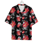 Rose And Heart Pattern Print Rayon Hawaiian Shirt