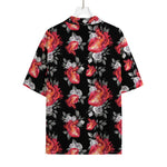 Rose And Heart Pattern Print Rayon Hawaiian Shirt