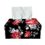 Rose And Heart Pattern Print Rectangle Tissue Box Cover