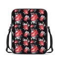 Rose And Heart Pattern Print Rectangular Crossbody Bag