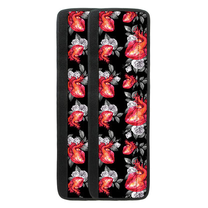Rose And Heart Pattern Print Refrigerator Handle Covers