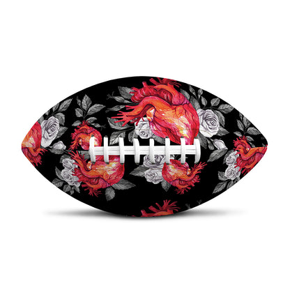 Rose And Heart Pattern Print Rugby Ball