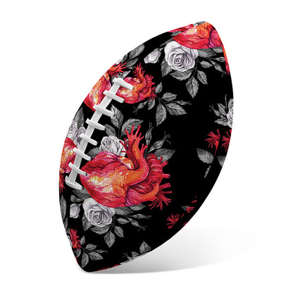 Rose And Heart Pattern Print Rugby Ball