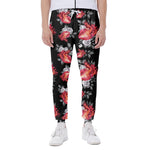 Rose And Heart Pattern Print Scuba Joggers