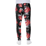 Rose And Heart Pattern Print Scuba Joggers