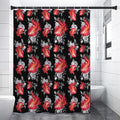 Rose And Heart Pattern Print Shower Curtain