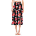 Rose And Heart Pattern Print Side Slit Midi Skirt