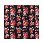 Rose And Heart Pattern Print Silk Bandana