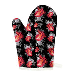 Rose And Heart Pattern Print Single Oven Mitt
