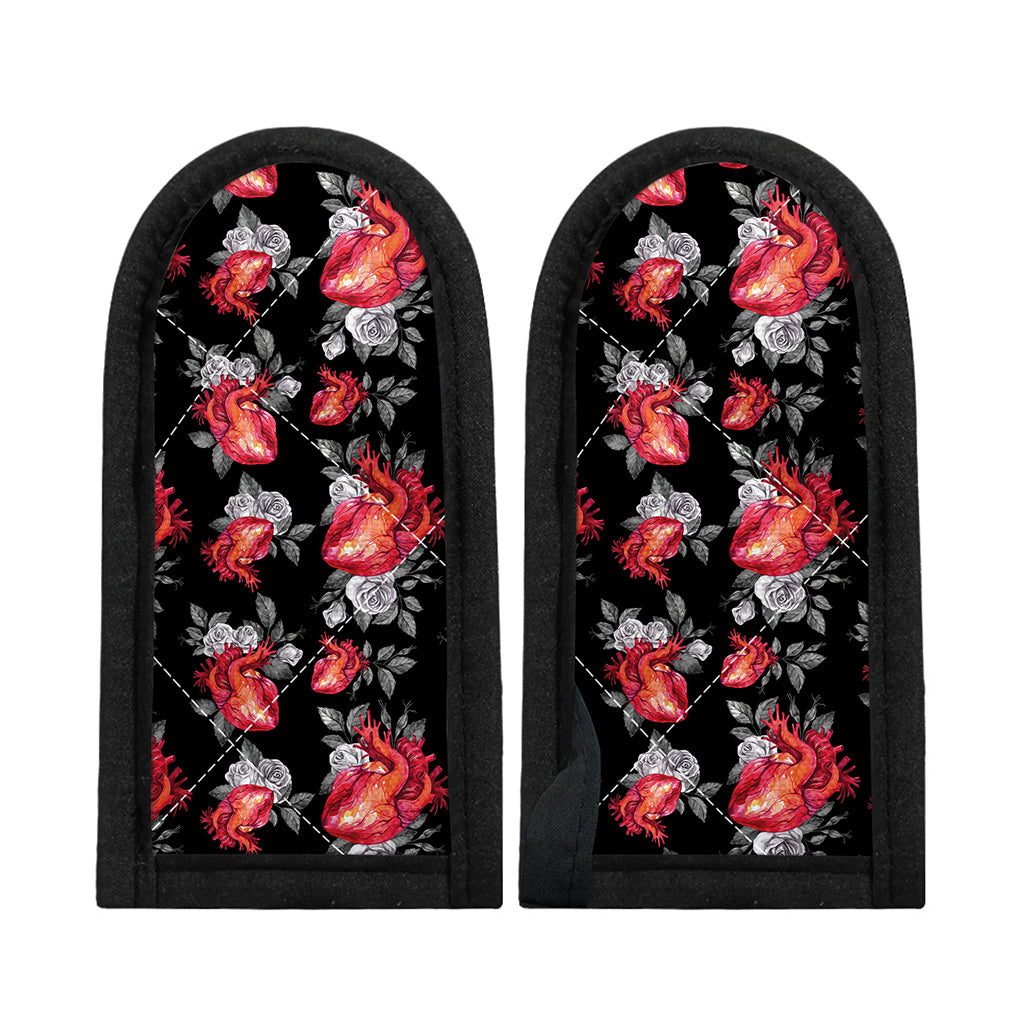 Rose And Heart Pattern Print Skillet Handle Cover