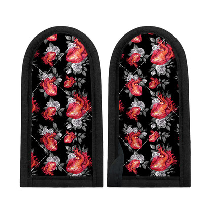 Rose And Heart Pattern Print Skillet Handle Cover