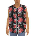 Rose And Heart Pattern Print Sleeveless Baseball Jersey
