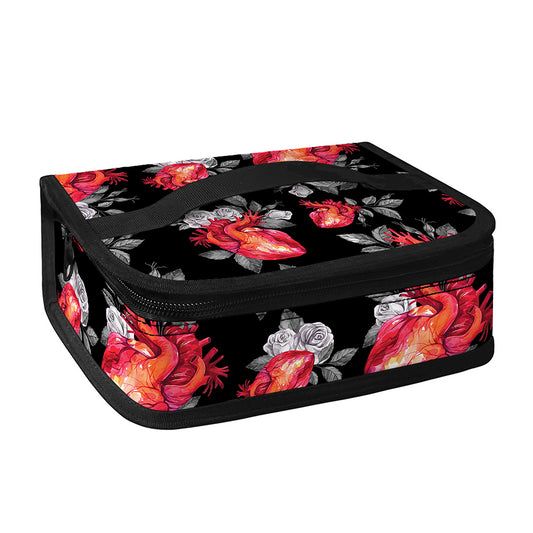 Rose And Heart Pattern Print Small Lunch Bag